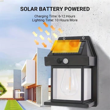 Solar Motion Sensor Tungsten Filament Lamp - Outdoor Wall Light