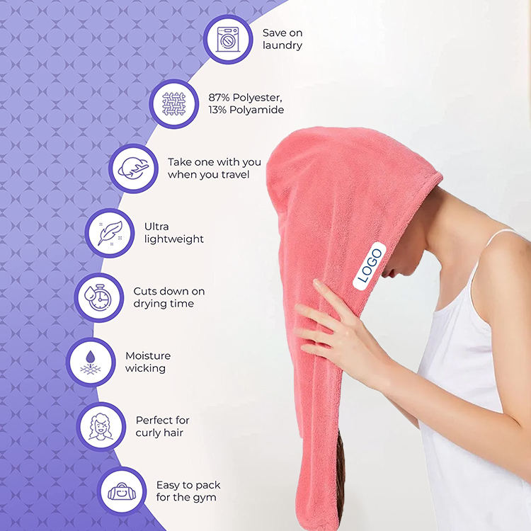 (Pack of 2)  Super Absorbent Microfiber Hair Drying Towel Cap – Quick Dry, Soft & Lightweight Bath Turban for Women