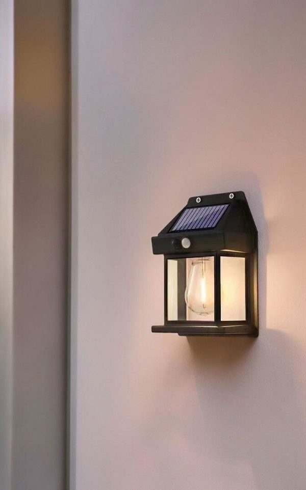Solar Motion Sensor Tungsten Filament Lamp - Outdoor Wall Light
